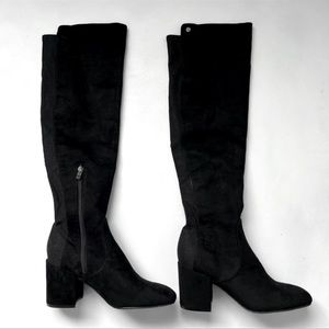Marc Fisher Ramata Boot. Black suede with sparkle back. Over the knee boot